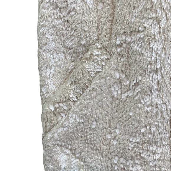 AMS Pure Faux Fur Shimmer Sleeveless Vest Jacket Beige Cream Ivory Size US 6 - Picture 5 of 8